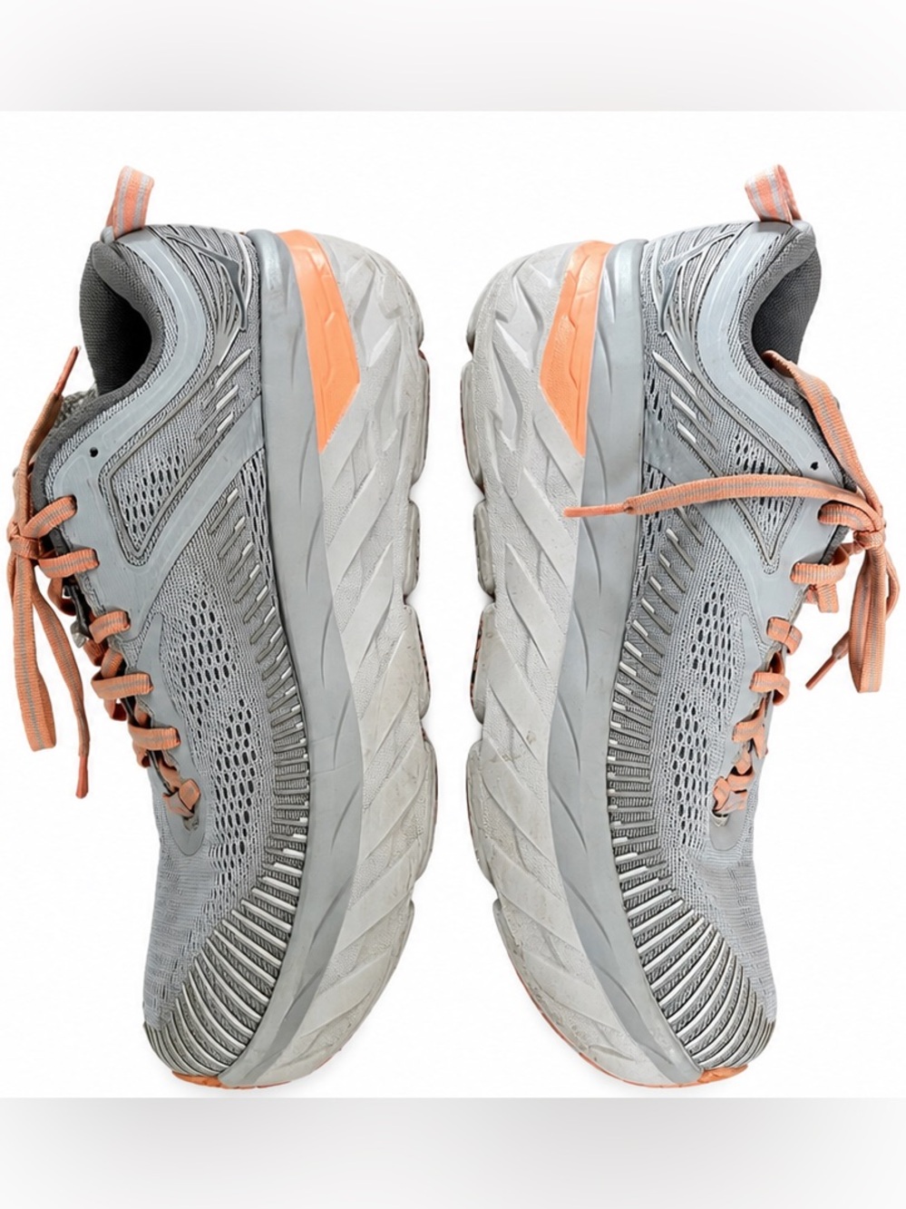 Hoka One One - Hoka Bondi 7 - Harbor Mist Running Shoes with Peach Accents